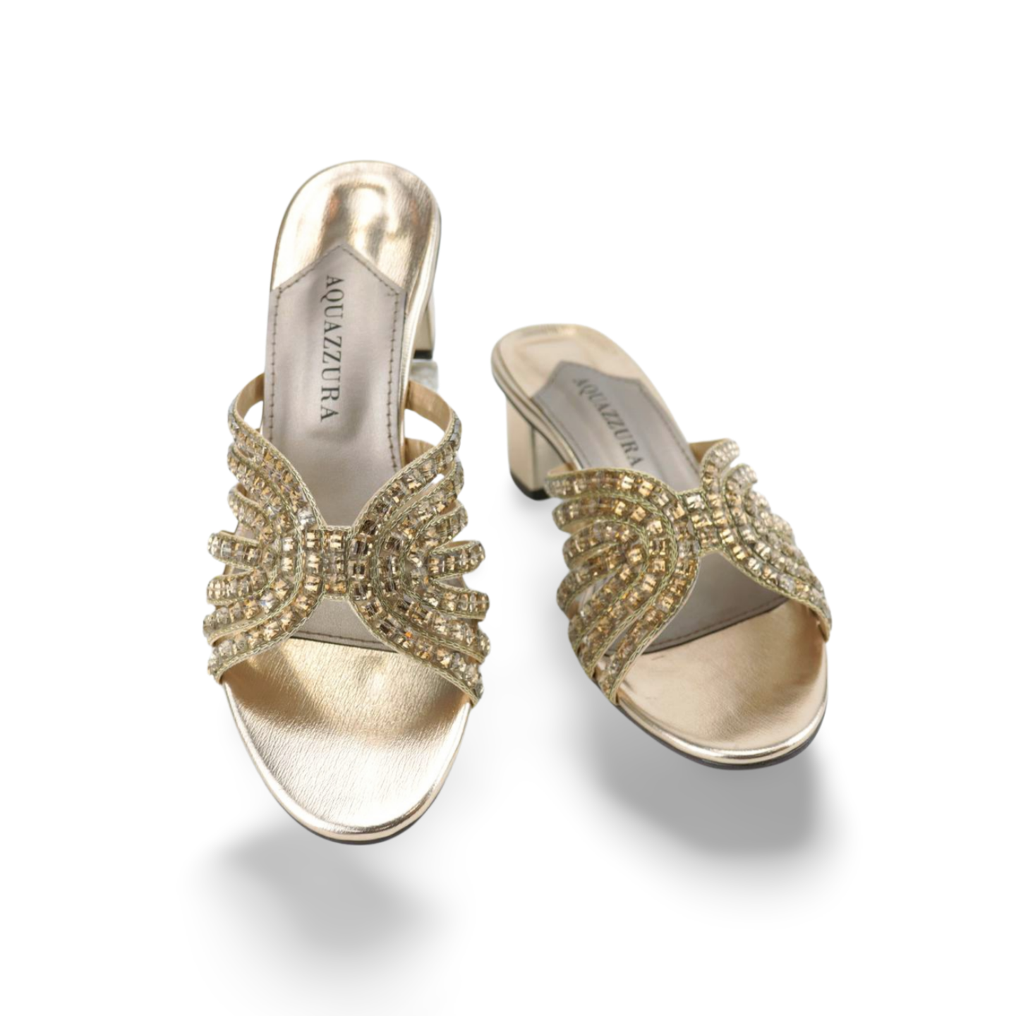 Women's Block Heel Sandal with Crystal Embellishments