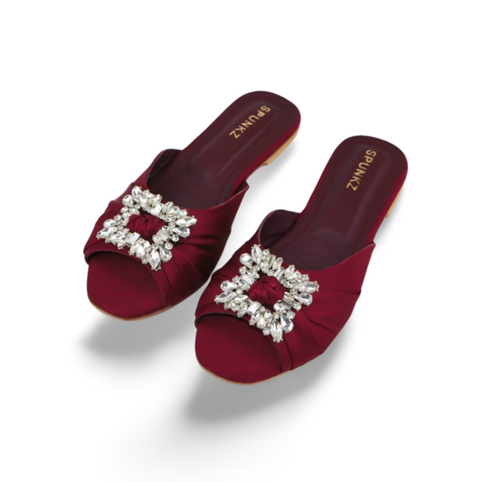 Sparkly Rhinestone Slide Sandals for Women