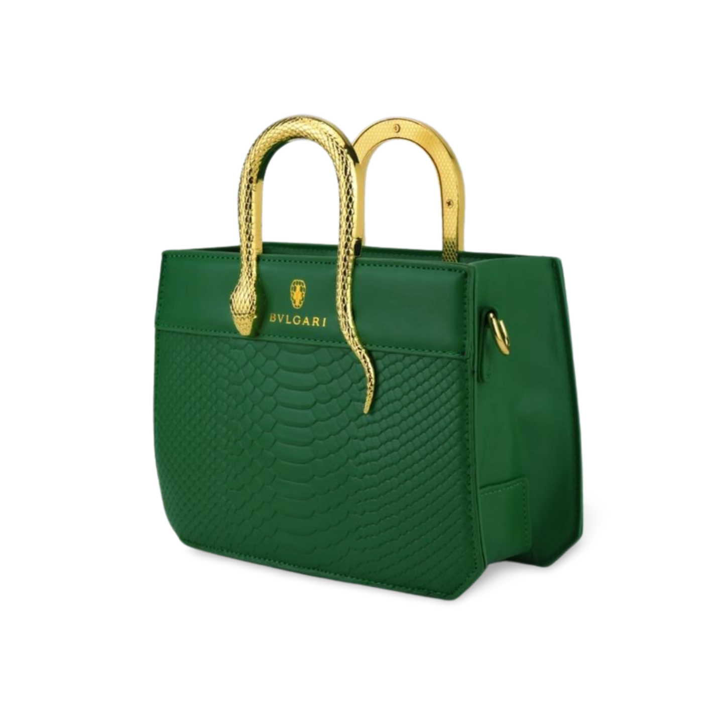 Luxury Pu Leather Handbag with Gold Snake Handle