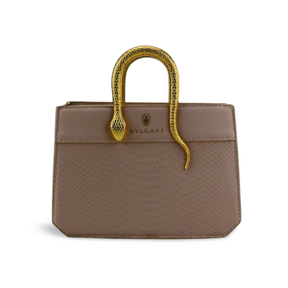 Luxury Pu Leather Handbag with Gold Snake Handle