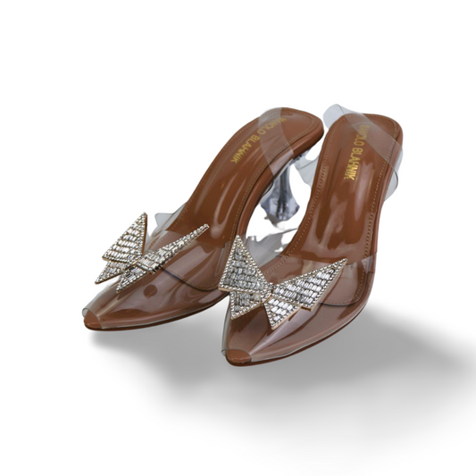Transparent Rhinestone Butterfly High Heels Women Court Shoes