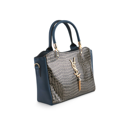 Women's Crossbody Tote Bag with Croc Skin Pattern - PU Leather - Multiple Colors