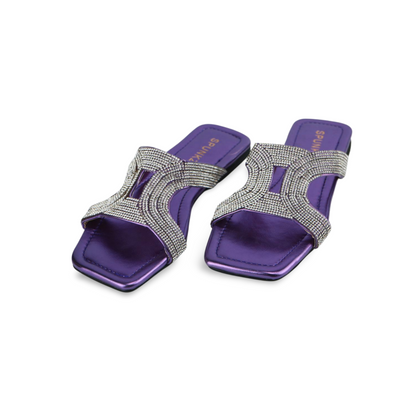 Dazzling Rhinestone Flat Sandals for Women - Elegant Summer Shoes