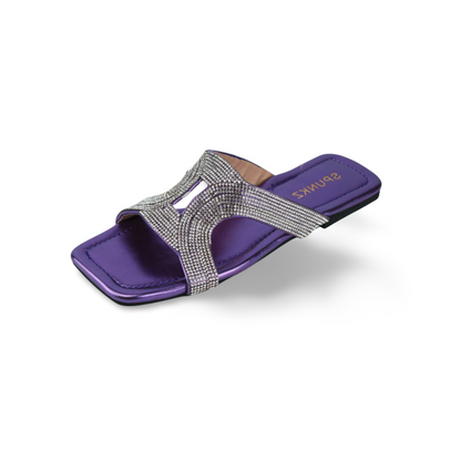 Dazzling Rhinestone Flat Sandals for Women - Elegant Summer Shoes