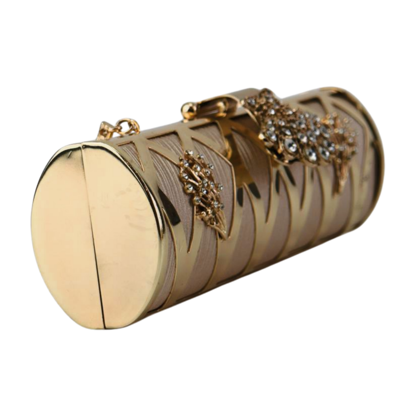 Stylish Glittering Gold Clutch Bag with Flowers and Swarovski Crystals For Wedding And Party