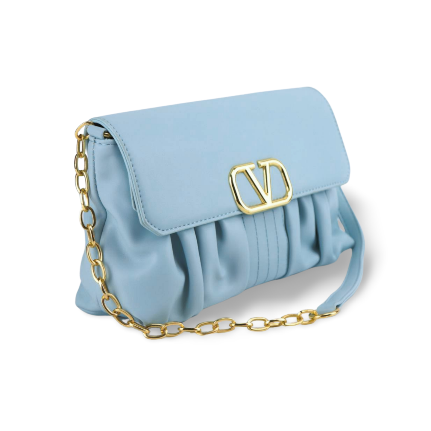 Stylish and Versatile Crossbody Purse with V Logo And Detachable Gold Chain