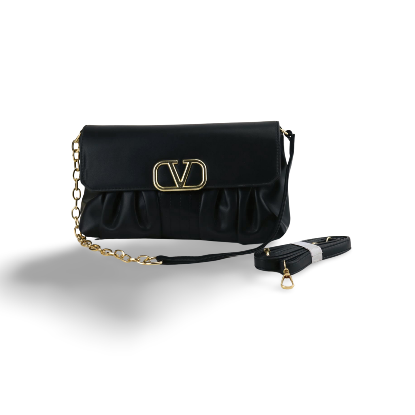 Stylish and Versatile Crossbody Purse with V Logo And Detachable Gold Chain