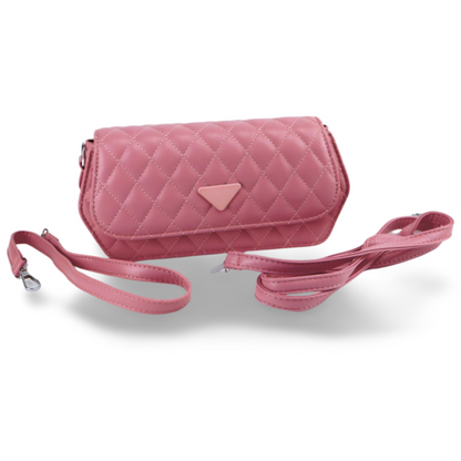 Lingge Embroidered Quilted Crossbody Bag with Chain Strap