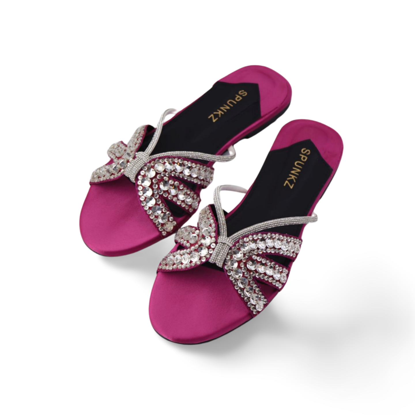 Spunkz Rhinestone Strap Flat Sandals - Stylish and Comfortable for Any Occasion