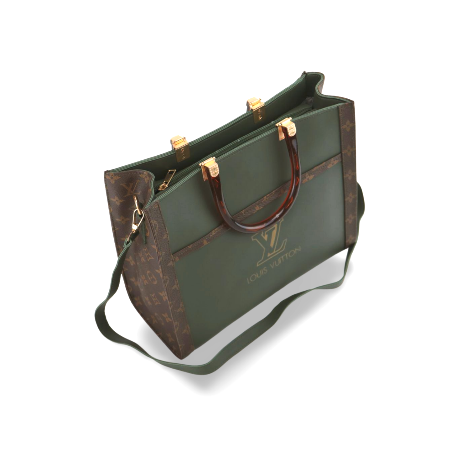 Stylish Tote Bag with Elegant Wooden Style Plastic Handles