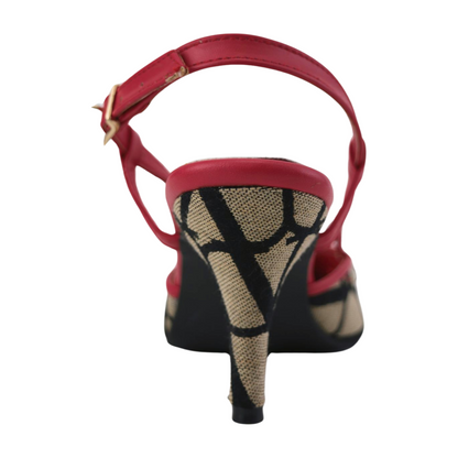 Stylish Red & Beige Vlogo Heels - Stylish and Sophisticated