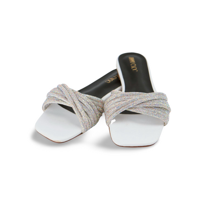 Stylish Women's Rhinestone Strap Embellished Flat Sandals