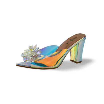 Stylish Transparent Hologram Platform Heels Cinderella Crystal Shoes Wedding Bridal Pumps