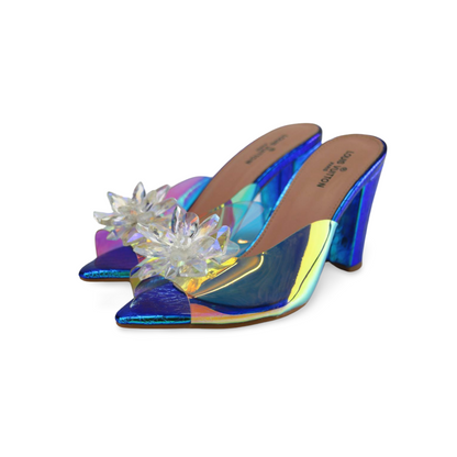 Stylish Transparent Hologram Platform Heels Cinderella Crystal Shoes Wedding Bridal Pumps