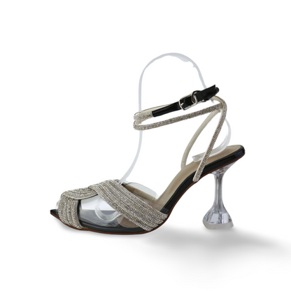 Transparent Sandals with Clear Heels and Rhinestone Straps - Stylish and Comfortable Shoes for Any Occasion