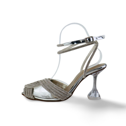 Transparent Sandals with Clear Heels and Rhinestone Straps - Stylish and Comfortable Shoes for Any Occasion