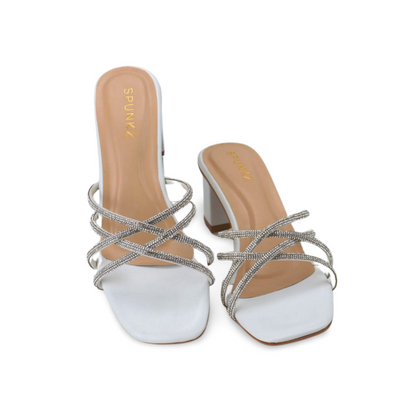 Elegant Women's Rhinestones Strap Block Heel Sandals
