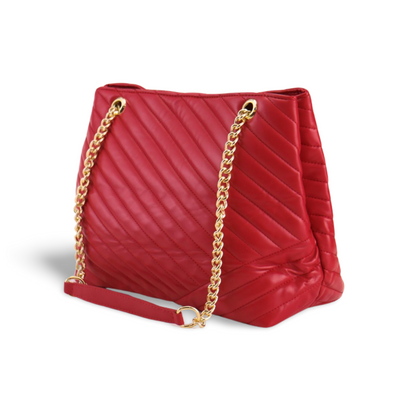 Stylish Women's Quilted Tote Bag with Gold Chain