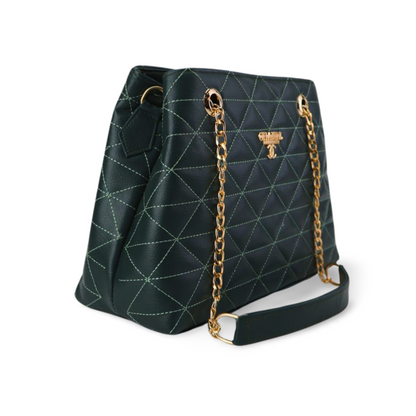 Women's Quilted PU Handbag Solid Color Chain Shoulder Bag