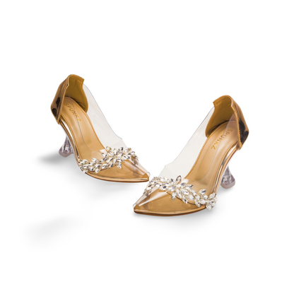 Spunkz Cinderella Glass Pointed High Heels Women Shoes in Pakistan
