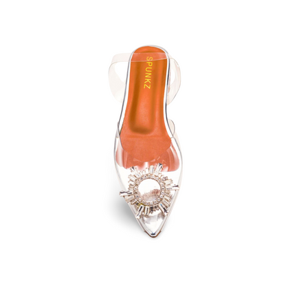 Cinderella Flat Heels Crystal Transparent Sandals for Women by Spunkz