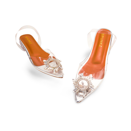 Cinderella Flat Heels Crystal Transparent Sandals for Women by Spunkz