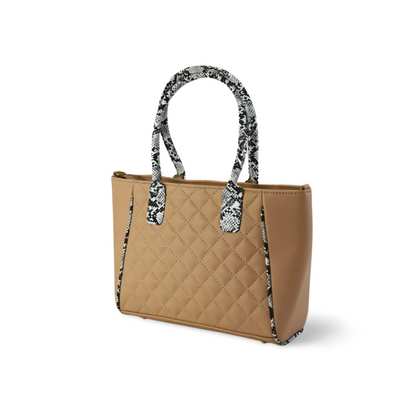 Stylish and Durable Handbag with Snake Print Handle