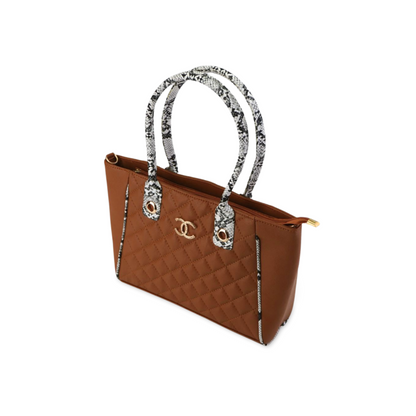 Stylish and Durable Handbag with Snake Print Handle