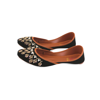 Black Velvet Embroidered Khussa Juti For Women | Comfortable and Stylish Shoes for Any Occasion
