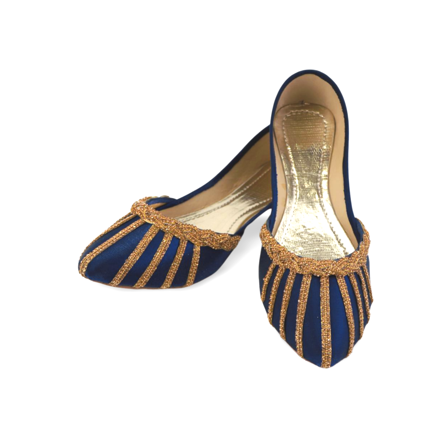 Fancy Satin Rhinestone Strap Embellished Handmade Khussa Jutti Shoes for Women
