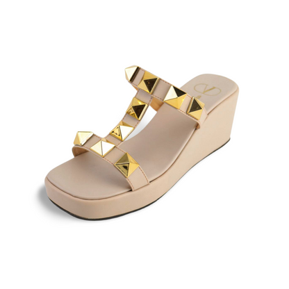 Comfortable and Stylish Wedge Sandals With Gold Studs