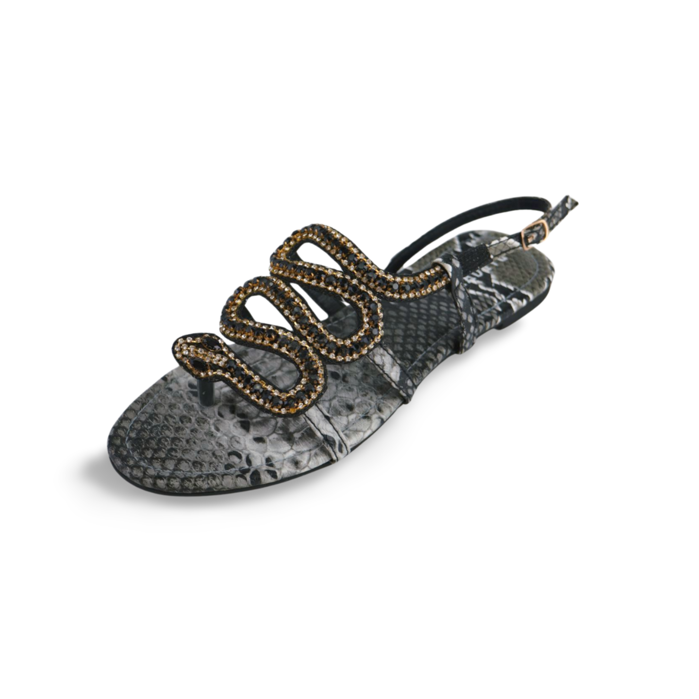 Beautiful Rhinestones Embellished Snake Sandals
