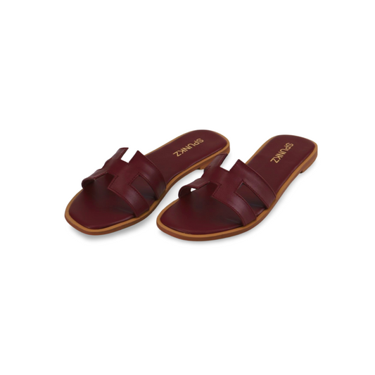 Elegant Slip-On Sandals for Women with Stylish H shape Cut-Out Design
