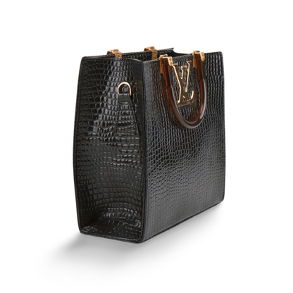 Luxurious Faux Crocodile Skin Print Crossbody Top Handle Hand Bag