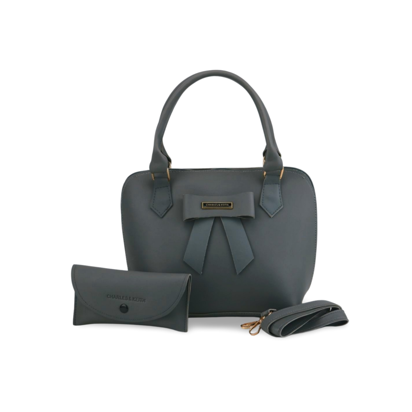 Classy Handbag and Clutch Wallet Set with Detachable Strap