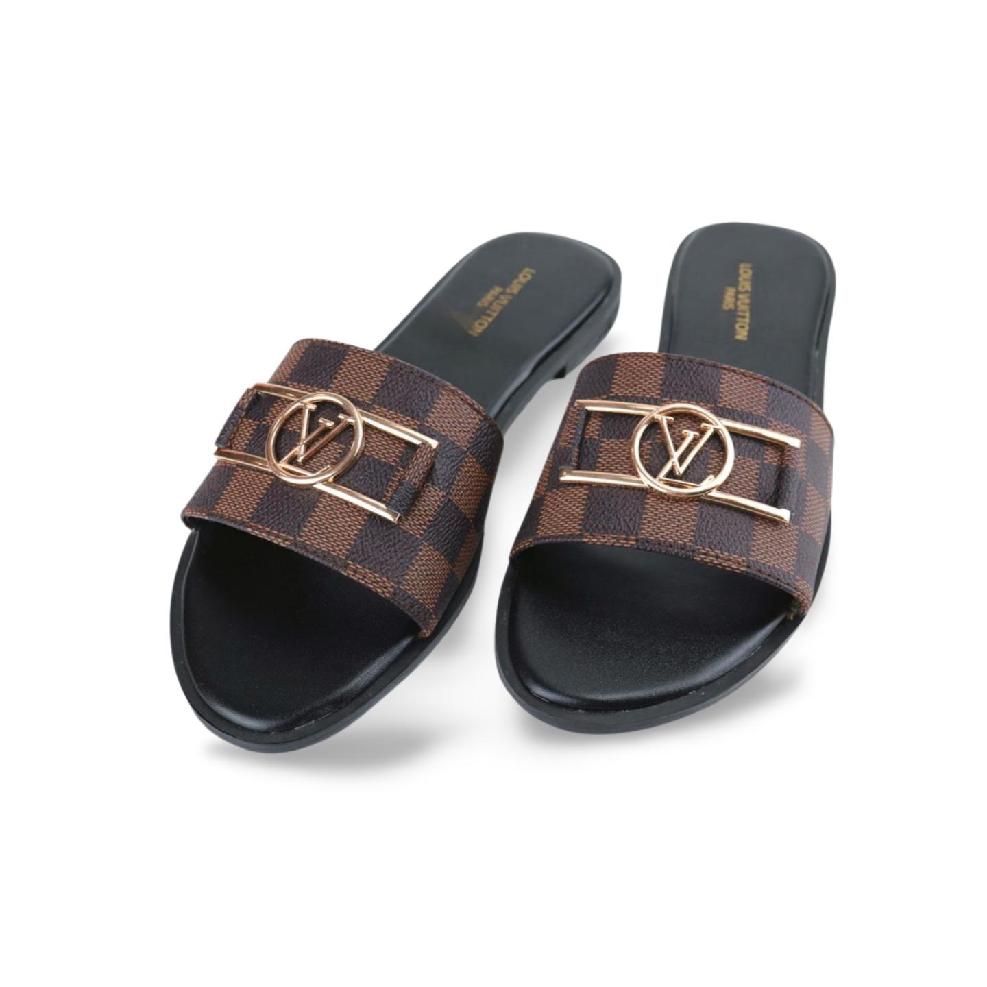 Luxury Ou Leather Flat Slides For Women