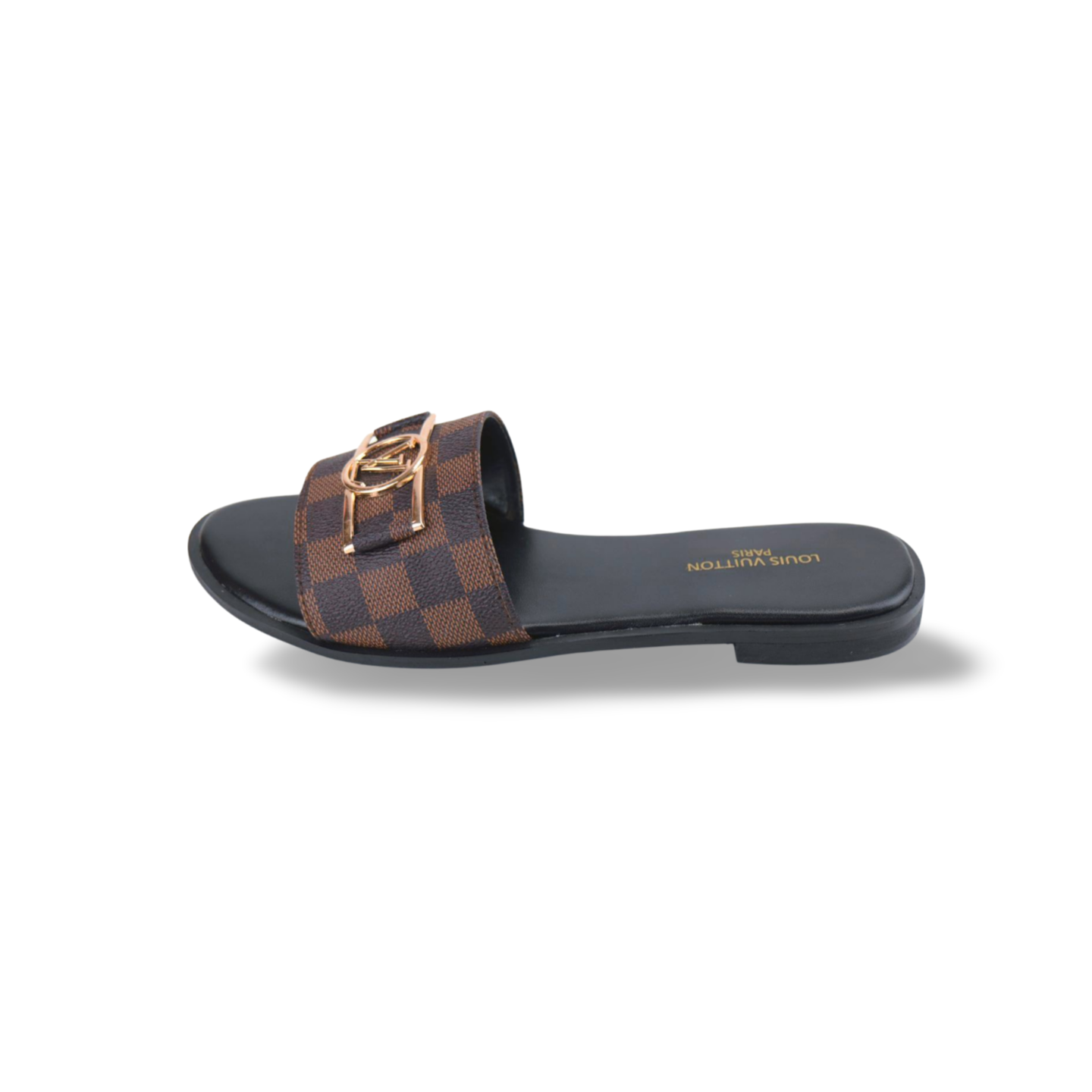 Luxury Ou Leather Flat Slides For Women