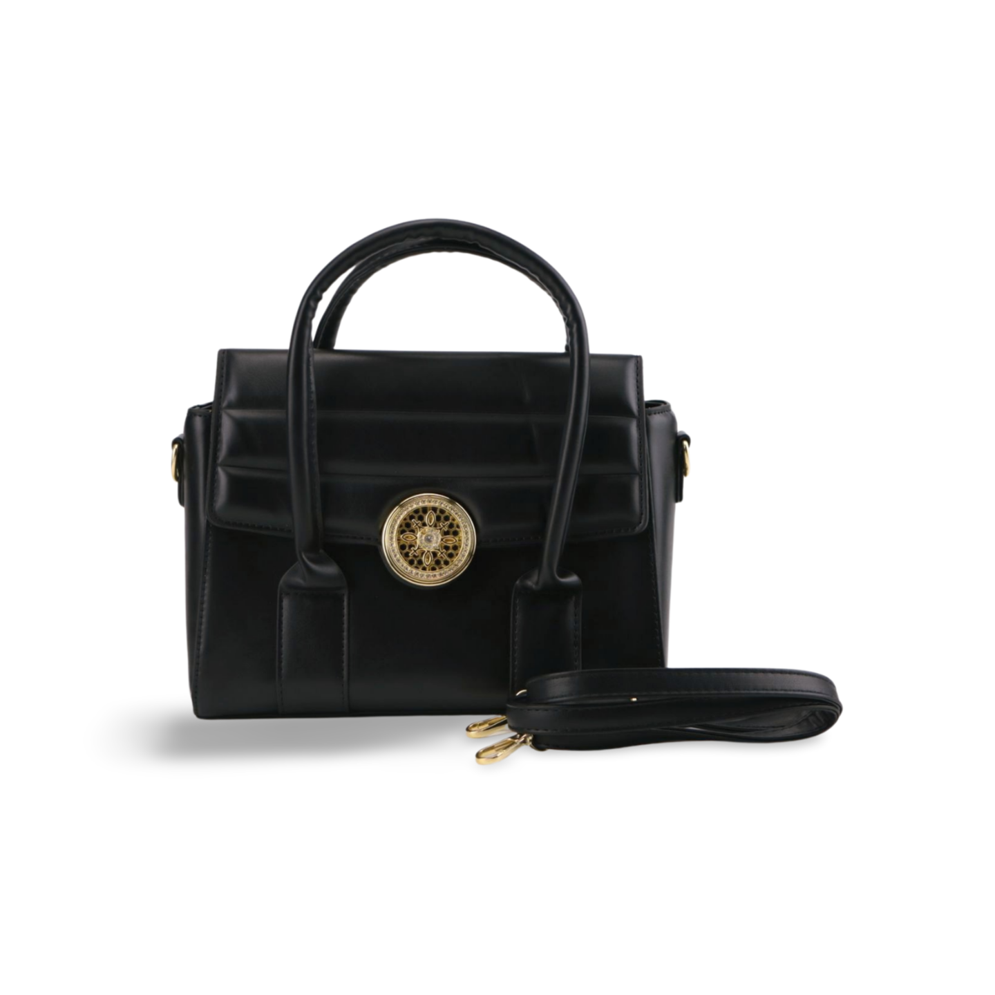 Elegant Two-Tone Satchel Purse with Gold Accents