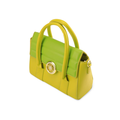 Elegant Two-Tone Satchel Purse with Gold Accents