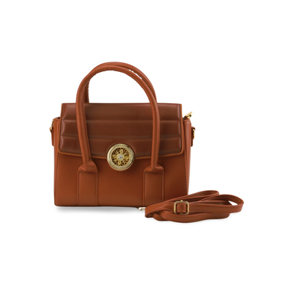 Elegant Two-Tone Satchel Purse with Gold Accents