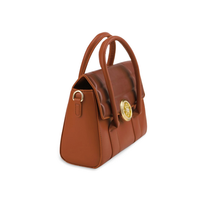 Elegant Two-Tone Satchel Purse with Gold Accents