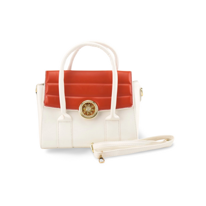 Elegant Two-Tone Satchel Purse with Gold Accents