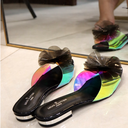 Transparent Shoes Holographic Low Heels Sandals