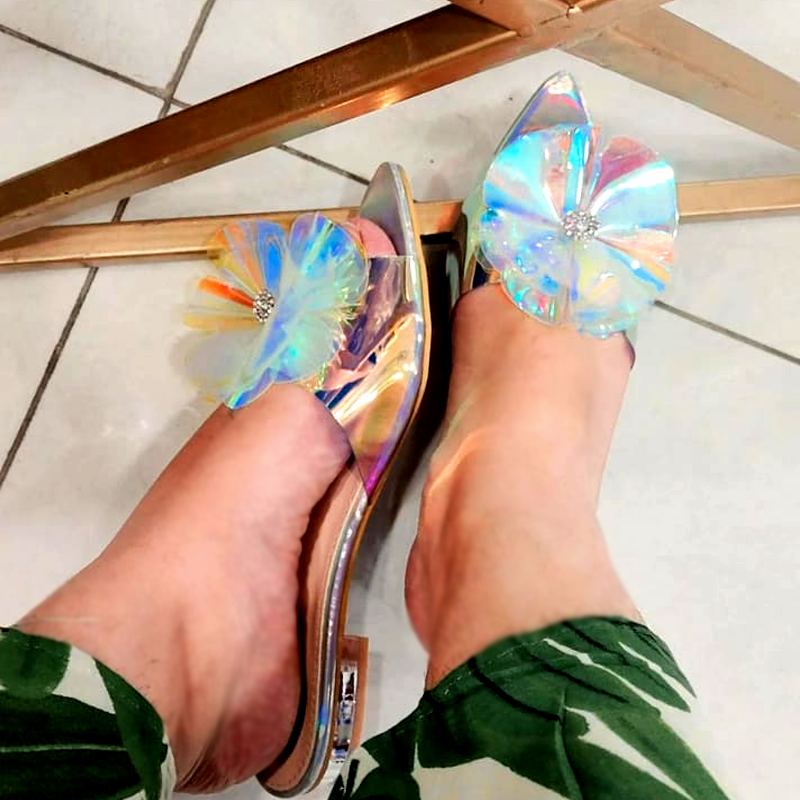 Louis Vuitton Crystal Flower Low Heel Ladies Sandals in Pakistan – Spunky  Mart