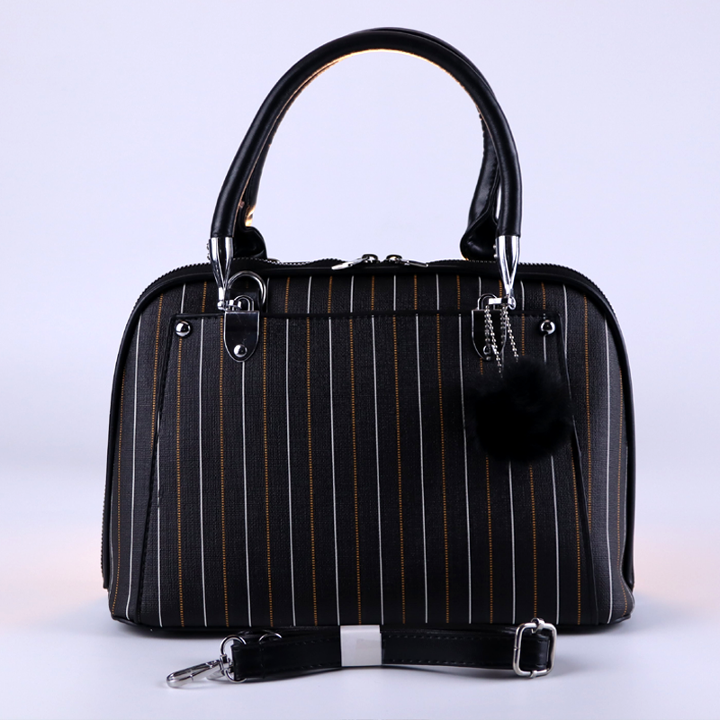 Women Black Checked Structured Satchel Handbag