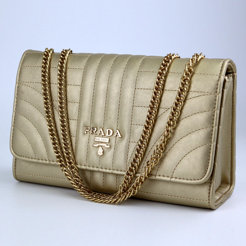 Designer Pu Leather Quilted Gold Chain Bag