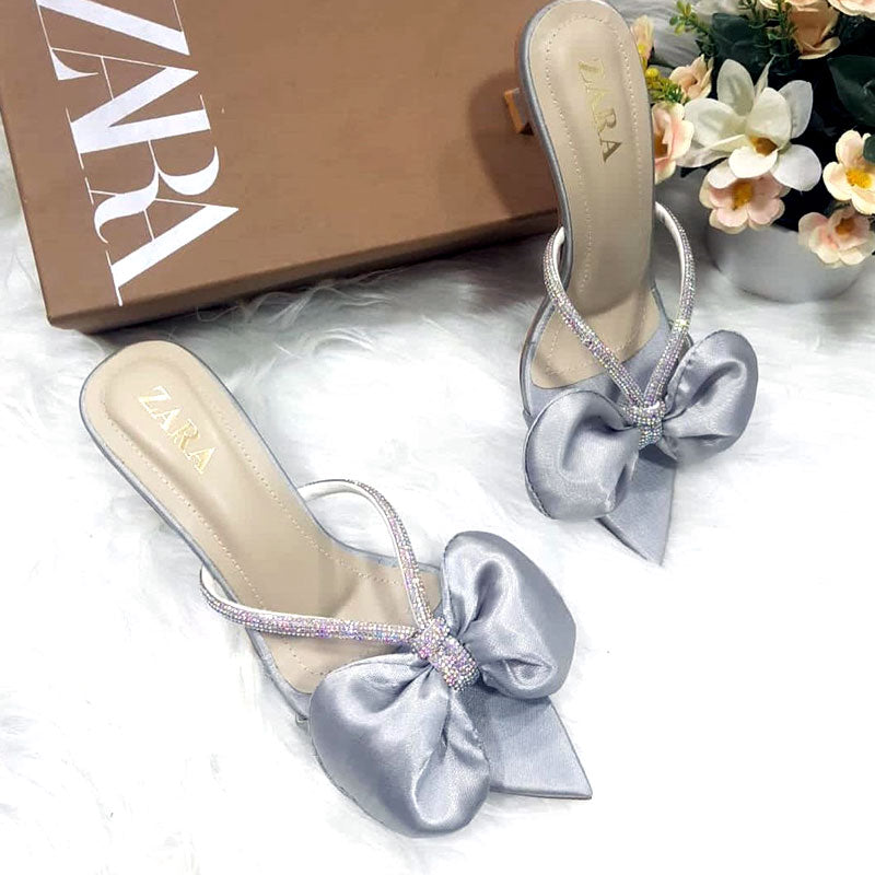 Velvet Bow Tie Court Shoes for Women