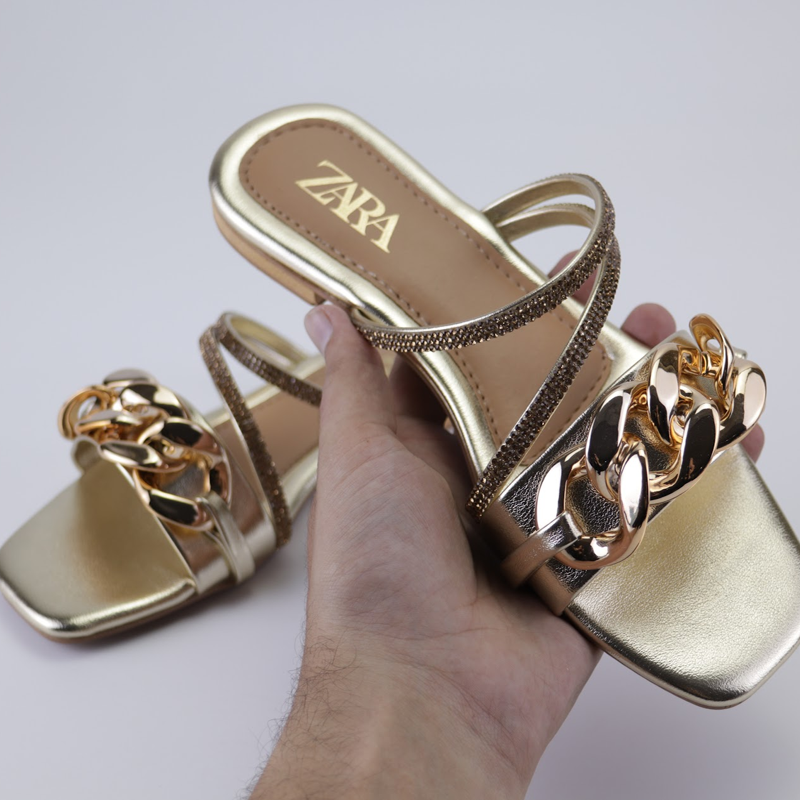 Gold flat heels sale