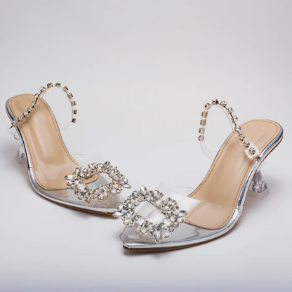 Glamorous Cinderella Transparent Mules Banquet Heels